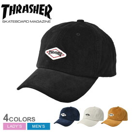 【店内全品★P2倍！】スラッシャー キャップ THRASHER ダイアモンド ロゴ コーデュロイ 6P キャップ メンズ レディース ブラック 黒 ネイビー 紺 DIAMOND LOGO CORDUROY 6P CAP 22TH-C53 ユニセックス 男女兼用 帽子 コーデュロイ ワッペン ローキャップ