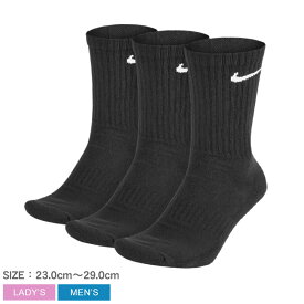 【店内全品★P5倍！】ナイキ 靴下 NIKE 3P エブリデイ クッション クルー ソックス メンズ レディース ブラック 黒 SX7664 ウェア スポーツ スポーティ シンプル アウトドア レジャー カジュアル ロゴ ブランド 運動 定番 速乾 人気 ユニセックス