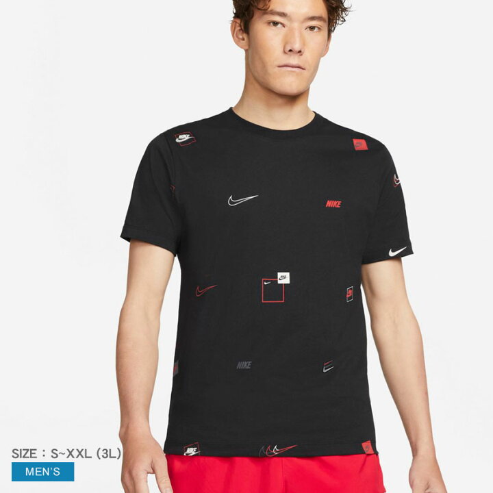楽天市場 100円引きcp 対象 ゆうパケット配送 ナイキ 半袖tシャツ Nike Nsw 12 Mo ロゴ Aop メンズ ブラック 黒 Dn5247 010 ウエア トップス カットソー クルーネック ブランド スポーティ シンプル カジュアル ランニング トレーニング ジム 定番 人気 おしゃれ