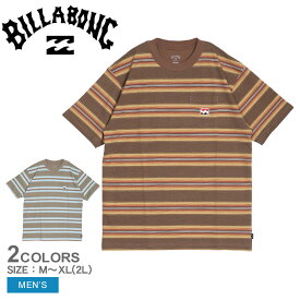 【ネコポス配送】ビラボン Tシャツ メンズ 半袖 BILLABONG VINTAGE STRIPE BOARDER ブラウン 茶 グリーン 緑 BE01A302 トップス 半袖 Tシャツ ボーダー マルチボーダー ポケット ゆったり オーバーサイズ 総柄 サーフ サーフィン サーファー 海 国内正規品
