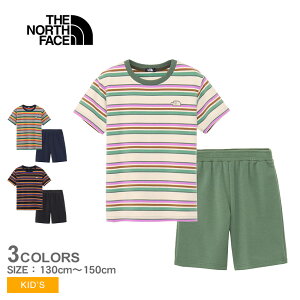 ザ・ノース・フェイス セットアップ THE NORTH FACE ショートスリーブボーダーテントティー&ショート キッズ ジュニア 子供 マルチカラー S/S Border Tent Tee & Short NTJ32436 トップス 半袖 Tシャツ