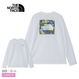 【店内全品★P2倍！】ザ ノースフェイス 長袖Tシャツ THE NORTH FACE ロングスリーブTNFバグフリーティー レディース ホワイト 白 NTW12450 ノースフェース トップス ロンT クルーネック 長袖 虫よけ UVケア UVカット 紫外線対策 アウトドア レジャー キャンプ|slz|