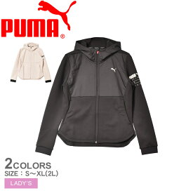 【店内全品★P2倍！】プーマ パーカー PUMA トレーニング フーディー レディース ブラック 黒 ピンク 524384 トップス ジップアップ パーカー フーディ 長袖 カジュアル シンプル ロゴ ストレッチ 運動 部活 スポーツ スポーティ トレーニング ジム