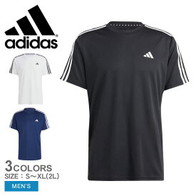 【店内全品★P2倍！】【ゆうパケット配送】アディダス 半袖Tシャツ ADIDAS トレイン エッセンシャルズ スリーストライプス トレーニング半袖Tシャツ メンズ ブラック 黒 ホワイト 白 ネイビー 紺 BXH41 トップス ブランド スポーツ 半袖 カジュアル ロゴ シンプル リラックス