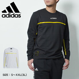 【店内全品★P5倍！】アディダス 長袖Tシャツ ADIDAS ナショナル ジオグラフィック 長袖テックTシャツ メンズ ブラック 黒 ホワイト 白 HBR53 トップス カットソー ロングスリーブTシャツ クルーネック 長袖 伸縮 吸湿 ロゴ スポーティ 服 ウェア ロゴ ロンT