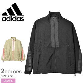 【店内全品★P5倍！】アディダス ジャケット ADIDAS ワーディング ルーズフィット ウーブンジャケット レディース ブラック 黒 ベージュ CC361 スポーツ ウェア アウター シンプル ジャージ トレーニング ブランド 人気 ブランド 運動