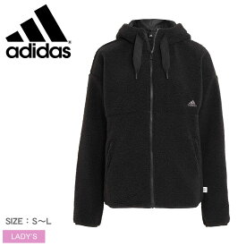 【店内全品★P2倍！】アディダス アウター ADIDAS MH ボアフルジップジャケット レディース ブラック 黒 HN0671 ジャケット 上着 ウエア トップス ブランド 長袖 ふわふわ 刺繍 ワンポイント 可愛い カジュアル ロゴ ボア