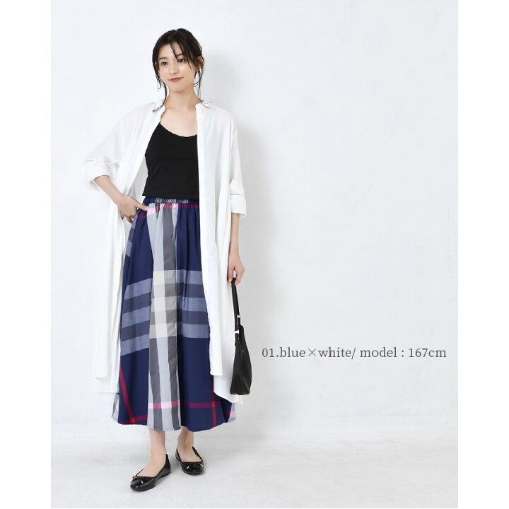 楽天市場】ロングスカート チェック柄 夏 レディース フレア スカート  