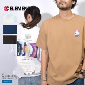 【店内全品★P2倍！】エレメント 半袖Tシャツ ELEMENT TAPE COVER FACE SS TEE メンズ ブラック 黒 ホワイト 白 ネイビー 紺 ベージュ BD021256 トップス ウェア カットソー クルーネック ストリート カジュアル アウトドア レジャー スケーター スケボー ロゴ