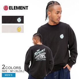エレメント トレーナー ELEMENT TIMBER CREW メンズ ブラック 黒 ベージュ BE022009 スウェット スエット プルオーバー 裏起毛 防寒 トップス 長袖 ストリート プリント ドクロ スカル ビッグシルエット ゆったり バックプリント スケート 国内正規品