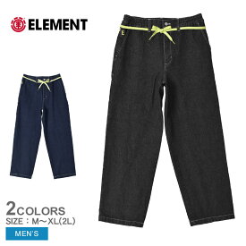 エレメント デニムパンツ ELEMENT HRTN SHOD PANTS HAMM メンズ ブラック 黒 ネイビー 紺 BE022716 ボトムス ズボン パンツ デニム HIROTTON コラボ アートワーク ウエストゴム ロングパンツ イージーパンツ カジュアル スポーティ 国内正規品