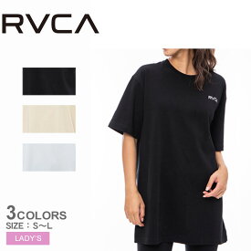 【店内全品★P5倍！】ルーカ ワンピース RVCA RVCA BACK LINE TEE OP ワンピース レディース ブラック 黒 ホワイト 白 BD043424 トップス 半袖 カジュアル サーフ 刺繍 シンプル ラフ 部屋着 ルームウェア Tシャツ ワンポイント ロゴ 無地 プリント