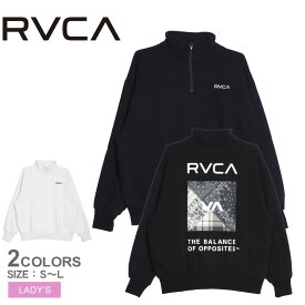 【店内全品★P2倍！】ルーカ トレーナー RVCA BANDANA BOX LOGO HALF ZIP レディース ブラック 黒 ホワイト 白 BD044156 ウェア トップス 長袖 スウェット ブランド カジュアル ストリート シンプル スポーティ ロゴ ハーフジップ 保温性 長袖 タウンユース