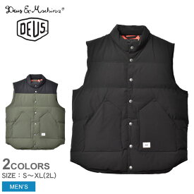 【店内全品★P5倍！】デウス エクス マキナ ベスト メンズ DEUS EX MACHINA ROBSON PADDED VEST ブランド ウェア スポーティ ロゴ シンプル カジュアル ストリート おしゃれ キルティング 防寒 アウター レジャー キャンプ 上着 中綿 ブラック 黒 カーキ