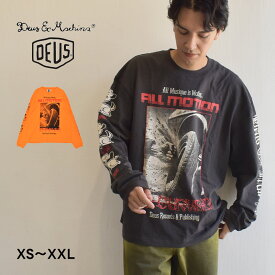 デウス エクス マキナ 長袖Tシャツ DEUS EX MACHINA DANCING GHOST LS TEE メンズ レディース オレンジ ブラック 黒 DUP251977A ウェア トップス 長袖 クルーネック ロゴ プリント バックプリント シンプル カジュアル ストリート