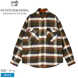 【店内全品★P5倍！】スコッチアンドソーダ 長袖シャツ SCOTCH＆SODA ブラッシュドコットンフランネルシャツ メンズ ベージュ BRUSHED COTTON FLANNEL SHIRT 167421 トップス 長袖 チェック柄 クラシック クラシカル シャツ ブランド カジュアル ロゴ おしゃれ