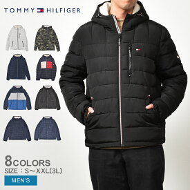 トミーヒルフィガー アウター TOMMY HILFIGER QUILTED POLYTWILL PUFFER JACKET WITH SHERPALINED HOODY メンズ ブラック 黒 オフホワイト 白 カーキ ネイビー 紺 151AP213 ウエア ジャケット 中綿アウター ブランド ロゴ シンプル
