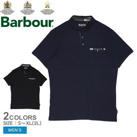 【店内全品★P5倍！】バブアー ポロシャツ BARBOUR CORPATCH POLO メンズ ブラック 黒 ネイビー 紺 MML1071 トップス 半袖 ポロ ポケット付き 胸ポケット おしゃれ 人気 シンプル クラシック クラシカル 大人 バーブァー チェック チェック柄 タータンチェック