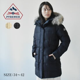 【店内全品★P2倍！】ピレネックス ダウンコート PYRENEX グルノーブル ファー ジャケット レディース ブラック 黒 ベージュ ネイビー 紺 GRENOBLE FUR JKT HWS020 アウター ジャケット ダウンジャケット タイト ブランド シンプル アウトドア カジュアル