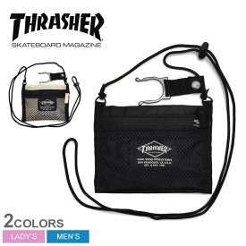 【ゆうパケット配送】 スラッシャー ショルダーバッグ THRASHER サコッシュ＆ドリンクホルダー メンズ レディース ブラック 黒 ベージュ SACOCHE&DRINK HOLDER THPS-001 バッグ カバン 鞄 ショルダー 斜め掛け ロゴ ブランド アウトドア スポーツ スポーティ