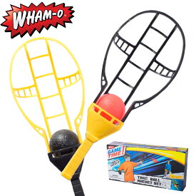 ワムオー 玩具 WHAM-O トラックボール ラケットセット ブラック 黒 イエロー 黄 TRAC BALL RACKET SET 90073 ラケット ボール スポーツ スポーツトイ アクショントイ おもちゃ 軽量 屋外 プレゼント ギフト|slz|