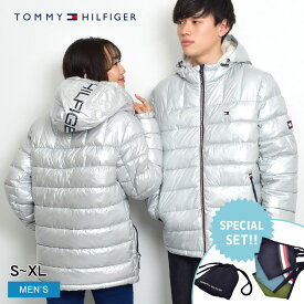 《限定★マスクとセット》トミーヒルフィガー 中綿アウター メンズ TOMMY HILFIGER QUILTED HOODY SHERPA JACKET 50AN214 コート ボア アウター フード 中わた ジップ ポケット 防寒 保温 あったか 冬 服 長袖 ブランド ロゴ シンプル カジュアル シルバー レディース