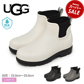 UGG アグ レインブーツ レディース サイドゴア 防水 ボアソール ドロップレット おしゃれ ショート丈 ブラック 黒 ホワイト 白 ブラウン DROPLET 1130831 レイン シューズ 長靴 シンプル ブランド ガーデニング 母の日 雨具 保温 冷え対策 雨具|slz|