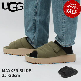 アグ MAXXER SLIDE マクサー　スライド UGG サンダル メンズ ブラック 黒 グリーン 1137970 シャワーサンダル ルームスリッパ シャワサン つっかけ ブランド シューズ 靴 カジュアル ロゴ 室内 室外 オフィス 履きやすい 楽ちん リラックス|slz shn|