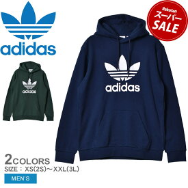 アディダス オリジナルス ADIDAS ORIGINALS アディカラー クラシックス トレフォイル パーカー メンズ 春 秋 冬 プルオーバー パーカー フーディ ネイビー 紺 グリーン 緑 XS-XXL HK5298　HK7270 トップス 長袖 トレフォイル ロゴ シンプル 定番|slz|