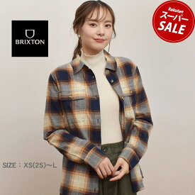 【スーパーSALE開催中★】ブリクストン カジュアルシャツ BRIXTON BOWERY W STT L/S FLANNEL レディース ネイビー 紺 ベージュ オレンジ 01261 ウエア ネルシャツ 長袖シャツ 羽織 シンプル ブランド ストリート カジュアル チェック おしゃれ