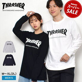 スラッシャー 長袖Tシャツ THRASHER スラッシャー マグ ロゴ ロングスリーブ Tシャツ メンズ ブラック 黒 ホワイト 白 ネイビー 紺 グレー THRASHER MAG LOGO LONG SLEEVE TEE TH8301 ウェア トップス ロンT ストリート スケート スケボー