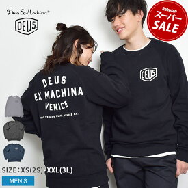 デウス エクス マキナ スウェット 裏起毛 メンズ レディース トレーナー クルーネック DEUS EX MACHINA VENICE LA ADDRESS CREW T-DMW48259D 長袖 トップス シンプル ストリート ブランド レディース 黒 グレー オーバーサイズ 大きめ ゆったり