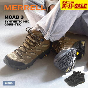 ������ ���A�u 3 �V���Z�e�B�b�N �~�b�h �S�A�e�b�N�X MERRELL �n�C�L���O�V���[�Y �����Y �u���b�N �� �u���E�� MOAB 3 SYNTHETIC MID GORE-TEX 500249 500255 �C �V���[�Y �A�E�g�h�A �X�|�[�c �^�� �h�� �N