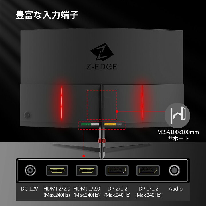 楽天市場】【レビューキャンペーン】Z-EDGE 湾曲ゲーミングモニター 