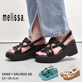 《今だけ！店内全品ポイントアップ》メリッサ サンダル レディース SAND＋SALINAS AD MELISSA 33436 靴 ブランド おしゃれ シンプル PVC 雨 厚底 可愛い ウェッジソール ベロクロ マジックテープ ブラック 黒 グリーン ホワイト 白