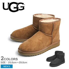 《今だけ！店内全品ポイントアップ》アグ ムートンブーツ メンズ クラシックミニ UGG CLASSIC MINI 1002072 ブーツ シープスキン ファー 本革 靴 ショート丈 おしゃれ カジュアル クラシック 定番 ブラック 黒 ブラウン