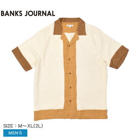 《今だけ！店内全品ポイントアップ》バンクス ジャーナル 半袖シャツ メンズ VERGE SHORT SLEEVE SHIRT BANKS JOURNAL WSS0236 ウェアトップス 半袖 シャツ 羽織り 開襟シャツ オープンカラー シンプル おしゃれ ブランド カジュアル ベージュ ブラウン 茶