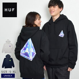 【今だけクーポン配布中】ハフ スウェット メンズ レディース テッセラクト トライアングルフーディ HUF TESSERACT TT PO HOOD PF00515 ウェア トップス 長袖 ロングスリーブ プルオーバー 裏起毛 クルーネック ストリート シンプル ロゴ プリント ブラック 黒