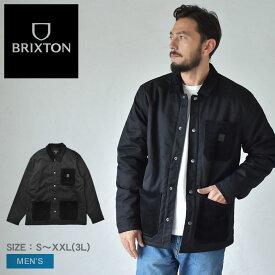 《今だけ！店内全品ポイントアップ》ブリクストン アウター メンズ BRIXTON SURVEY LINED CHORE COAT 03319 ウエア 上着 羽織 防寒 長袖 シンプル ブランド カジュアル おしゃれ コーデュロイ ワンポイント 撥水 はっ水 ボア 裏ボア ブラック 黒