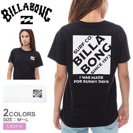 ビラボン 半袖Tシャツ レディース SQUARE LOGO TEE Tシャツ BILLABONG BE013201 トップス 半袖 Tシャツ クルーネック 人気 おしゃれ ロゴ ワンポイント サーフ プリント バックプリント