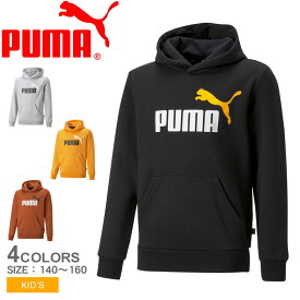 【今だけクーポン配布中】プーマ スウェット キッズ ジュニア 子供 ESS 2 COL ビッグロゴ フーディ スウェット PUMA 846536 ウェア トレーナー スエット トップス ブランド 人気 長袖 カジュアル スポーティ ストリート ブラウン 茶 オレンジ グレー ブラック 黒