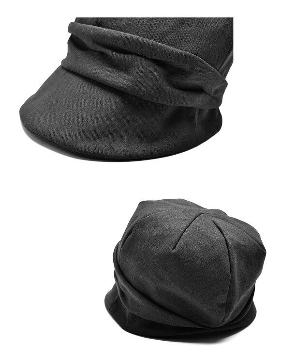 帽子 キャップ キャスケット サイズ調節可 紫外線対策 男女兼用 折りたたみ 黒