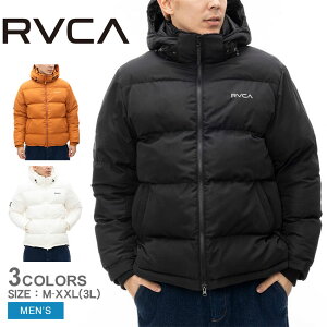 ルーカ ジャケット メンズ RVCA PUFFER JACKET BE042767 防寒 撥水 環境配慮 アウトドア カジュアル ストリート 軽量 保温 フード付き 調節可能 ロゴ入り ファッション 冬服 ブラック 黒 ホワイト 白