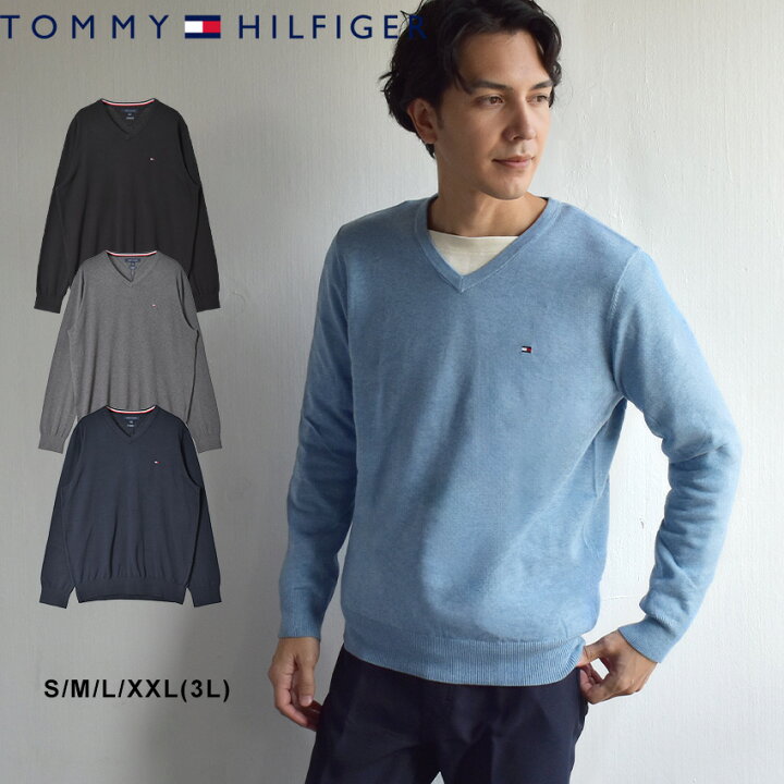 楽天市場】トミーヒルフィガー ニット メンズ SIGNATURE SOLID V NECK 