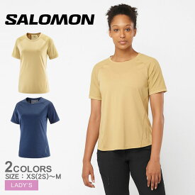 《今だけ！店内全品ポイントアップ》【ゆうパケット配送】サロモン 半袖Tシャツ レディース OUTLINE TEE SALOMON LC2029800 LC2029900 LC2030000 半袖 クルーネック スポーツ 運動 カジュアル スポーティ シンプル ロゴ ワンポイント ベージュ ブラック 黒 ネイビー 紺