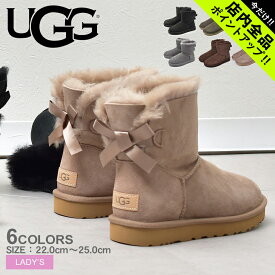 《今だけ！店内全品ポイントアップ》アグ ムートンブーツ レディース ミニ ベイリーボウ II UGG MINI BAILEY BOWII 1016501 あったか 保温 防寒 撥水 防汚 シープスキン ボア もこもこ かわいい クリスマス プレゼント 売れ筋 ブランド ベージュ ブラウン 茶 グレージュ