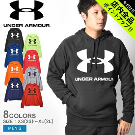 アンダーアーマー UA ライバル フリース ビッグ ロゴ パーカー UNDERARMOUR メンズ 1357093 ブラック 黒 ウエア トップス スエット スウェット トレーナー フーディ ブランド スポーツ トレーニング ジム