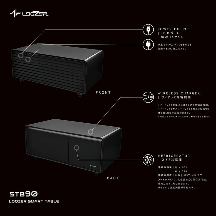 楽天市場】ルーザー スマートテーブル STB90 冷蔵庫 93L 2ドア 冷蔵庫 