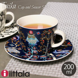 イッタラ タイカ コーヒーカップ＆ソーサー セット ブルー (iittala taika coffee cup saucer set blue) 青 イラスト 陶磁器 ティーカップ キッチン 皿 食器 食洗機対応 誕生日プレゼント 結婚祝い ギフト おしゃれ 【ラッピング対象外】