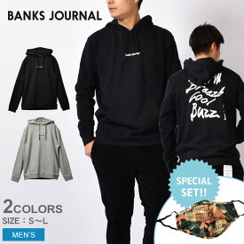 《今だけ！店内全品ポイントアップ》バンクス ジャーナル COOL PRINTED FLEECE HOODIE パーカー BANKS JOURNAL メンズ WFL0319 ブラック 黒 グレー フーディ フード プルオーバーパーカー 長袖 オーガニック プリント スポーツ おしゃれ ブランド ウェア